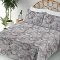 thumbnail image 3 of Ambesonne Floral Damask Fitted & Flat Sheet with Sham 3 Pcs Set, Antique Flowers Print, Twin XL, Purpleblue Eggplant, 3 of 5