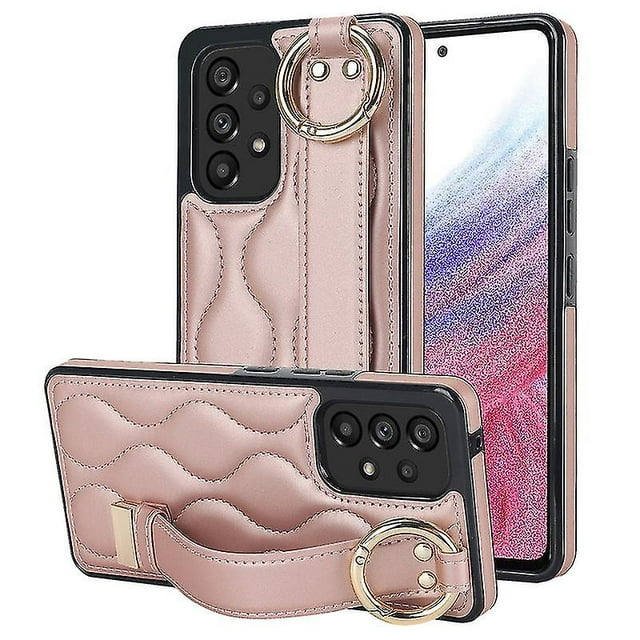 Funda de PU con anillo de cobertura total antideslizante para Samsung Galaxy A53 5g con pulsera