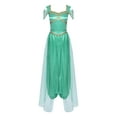 thumbnail image 3 of Aislor Women Halloween Arabian Princess Cosplay Costume Sequins Belly Dance Romper Jumpsuit Fancy Dress Turquoise S, 3 of 7