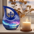 thumbnail image 3 of MUKTIVE Aurora Borealis Adult Urns for Relatives, Urns, (1 Large 10 ", 4 Keepsake 3 "), Combo Sets With Velvet Bag, Funeral Decorative Ashes, Cremation Urn for Male & Female, 3 of 7