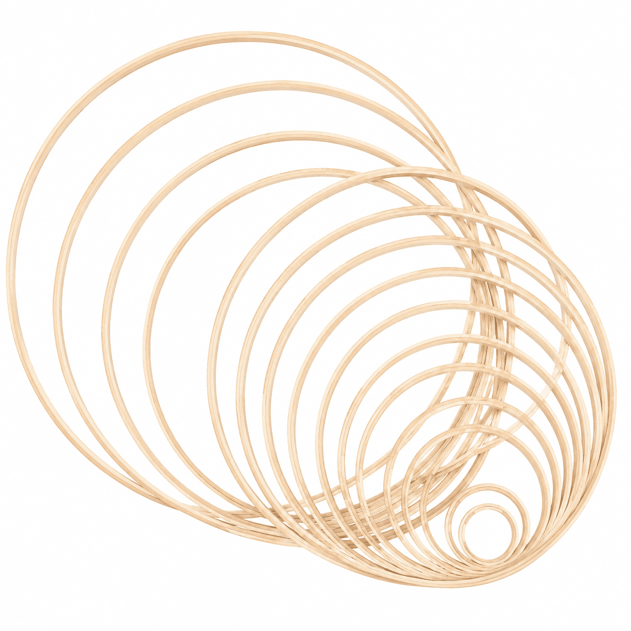 18pcs Bamboo Hoop Set - 6 Sizes DIY Bamboo Wreath Frames Suitable for Wedding Decor, Dream Catchers, Showers, Party Crafts, Smooth Craft Hoops for Wreath Making, Home Decoration with Bamboo Hoops