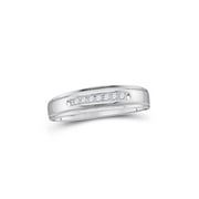 Golden Star 10kt White Gold Mens Round Diamond Wedding Band Ring 1/12 Cttw