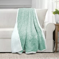 Universal Home Fashions Faux Fur rev Sherpa Throw Aqua 50 x60 16290