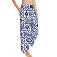 thumbnail image 2 of Disketp Blue And White Porcelain Chinaware Print Women'S Comfy Pajama Pants Casual Drawstring Palazzo Lounge Wide Leg Pants, 2 of 9