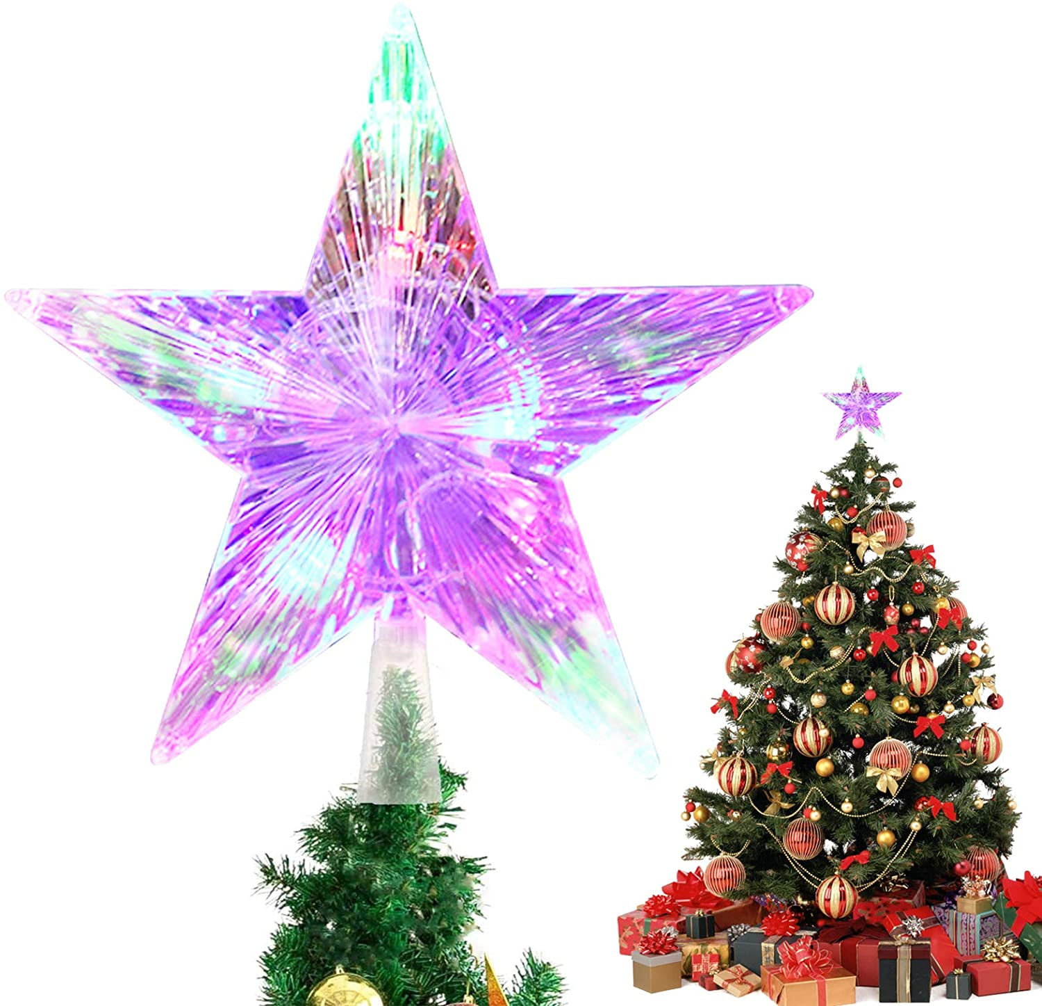 Christmas Tree Star, Topper Lights, Glittering Christmas Tree Top ...