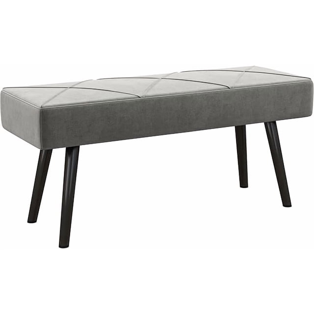 39" End of Bed Bench, Velvet Upholstered Entryway Bench with Thick Padding & Steel Legs, Multifunctional Footrest for Bedroom, Living Room, Dining Room, Hallway, Grey
