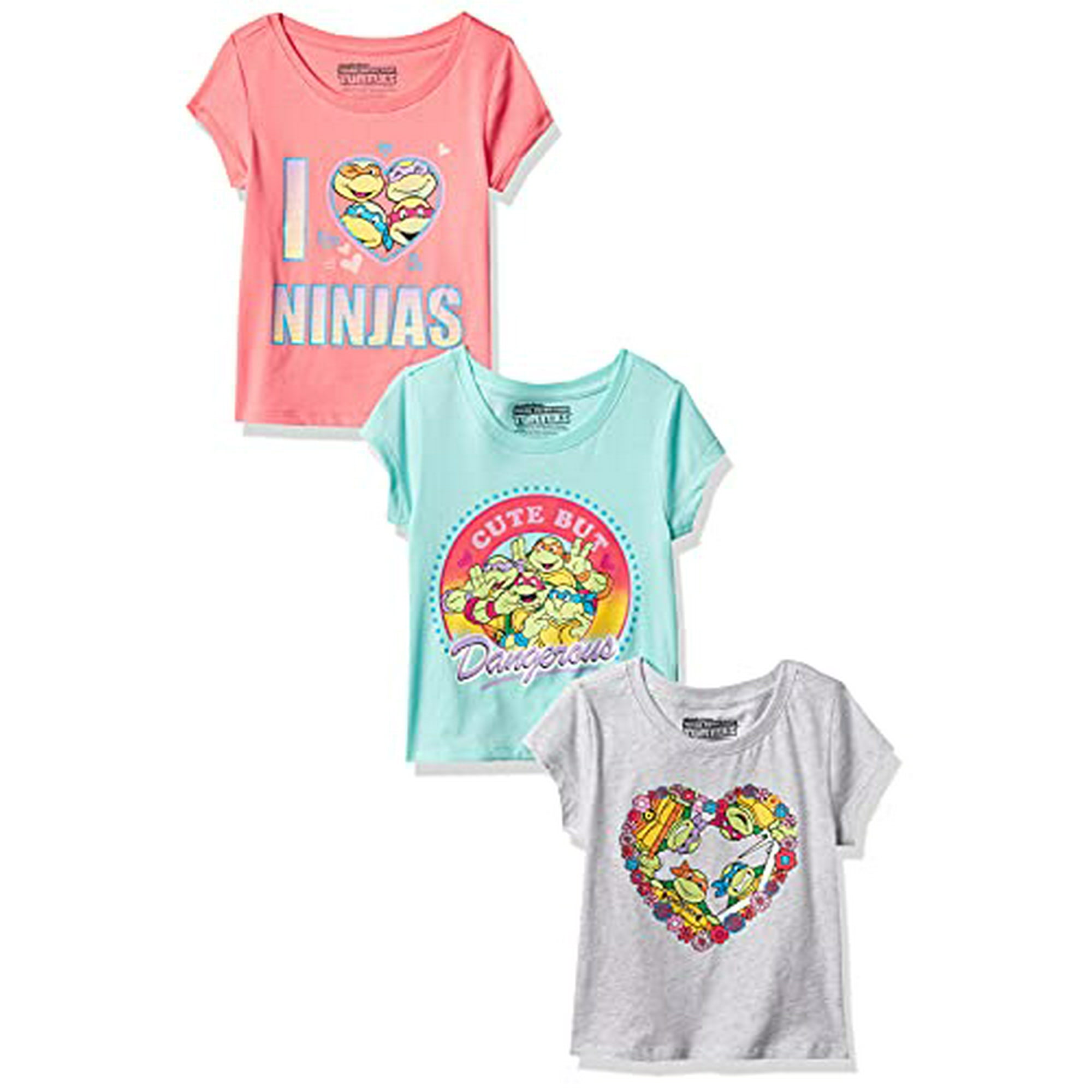 See Pic Teenage Mutant Ninja Turtles Girls Short Sleeve T Shirt Bundle 3 Pack Tees Red Blue Heather Grey 3t Other