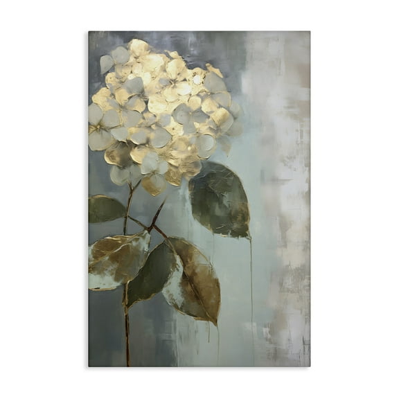 Stupell Industries Distressed Hydrangea Bloom Botanical & Floral Painting Gallery Wrapped Canvas Art Print Wall Art, 16 x 24
