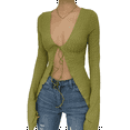 thumbnail image 2 of Vedolay Sweaters for Women Trendy Open Front Basic Classic Casual Soft Knitted Coat Green,S, 2 of 5