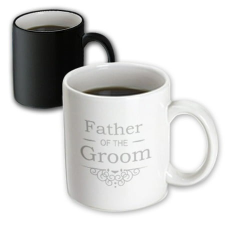 3dRose Father of the Groom in silver - Wedding - part of matching marriage party set - grey gray swirls, Magic Transforming Mug, (Best Wedding Speeches Father Of The Groom)