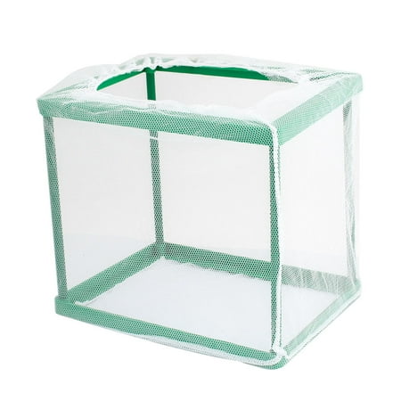 Unique Bargains Detachable Rectangle Shaped White Net Green Frame Aquarium Breeder