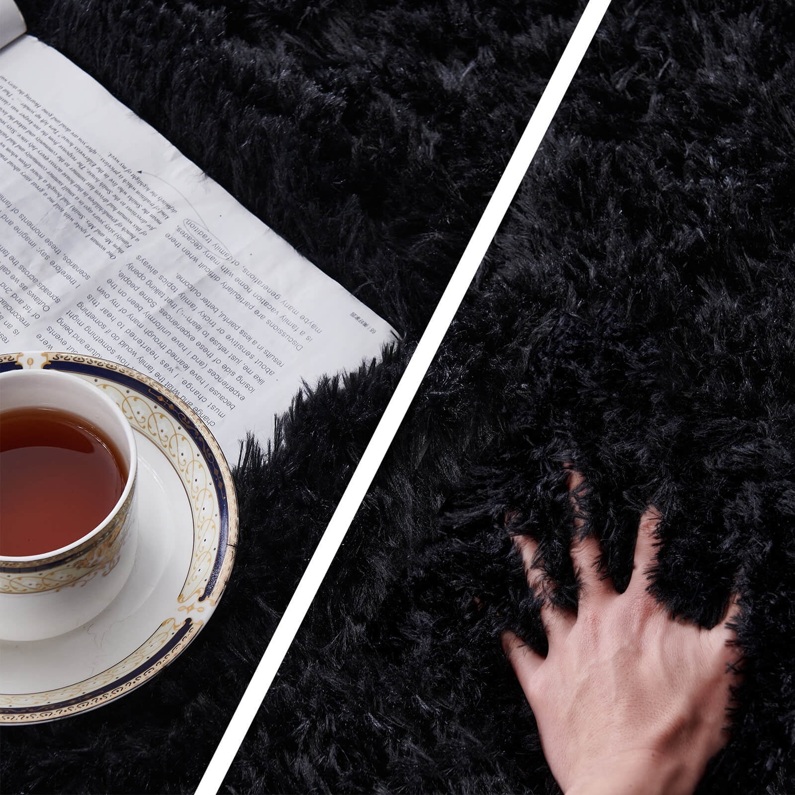 BRICHOEE 8 x 10 Shag Area Rugs, Soft Indoor Modern Nursery Rug, Plush Shaggy Throw Carpets for Boy and Girls Room Dorm Living Room Black