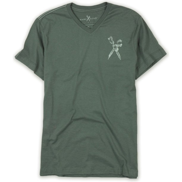 Marc Ecko - Camiseta gráfica con cuello en V para hombre, color gris, pequeña