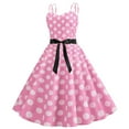 thumbnail image 2 of IBTOM CASTLE Women Vintage Polka Dots Spaghetti Strap Dress 1950s Rockabilly Cocktail Tea Party Homecoming Swing Dresses 2XL Pink, 2 of 8