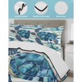 thumbnail image 4 of Teal Blue Turtle Coastal Full Size Down Alternative Comforter, Lightweight Comforter Quilt Bedding Set with Pillow Shams Vintage Stripe Botanical Beach All Seasons Bed Comforter Duvet Insert 78"x90", 4 of 7