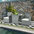 thumbnail image 3 of Costway 3PCS Patio Rattan Furniture Set Cushioned Sofa Armrest  Garden White, 3 of 12