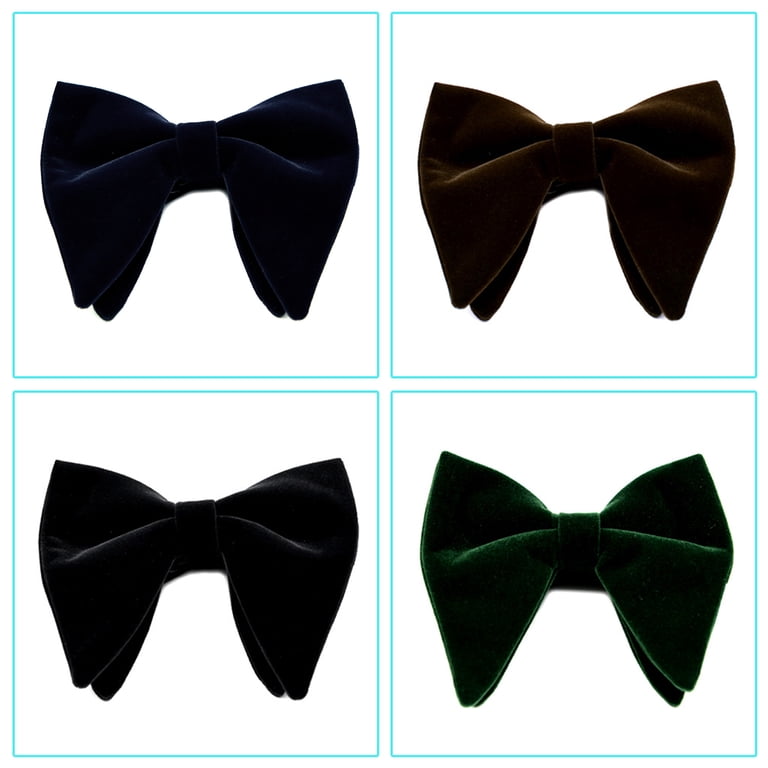 Black Velvet Bow Tie For Men - Pre-Tied, Adjustable, Clip-On, For Weddings, Parties, Prom, Tuxedo