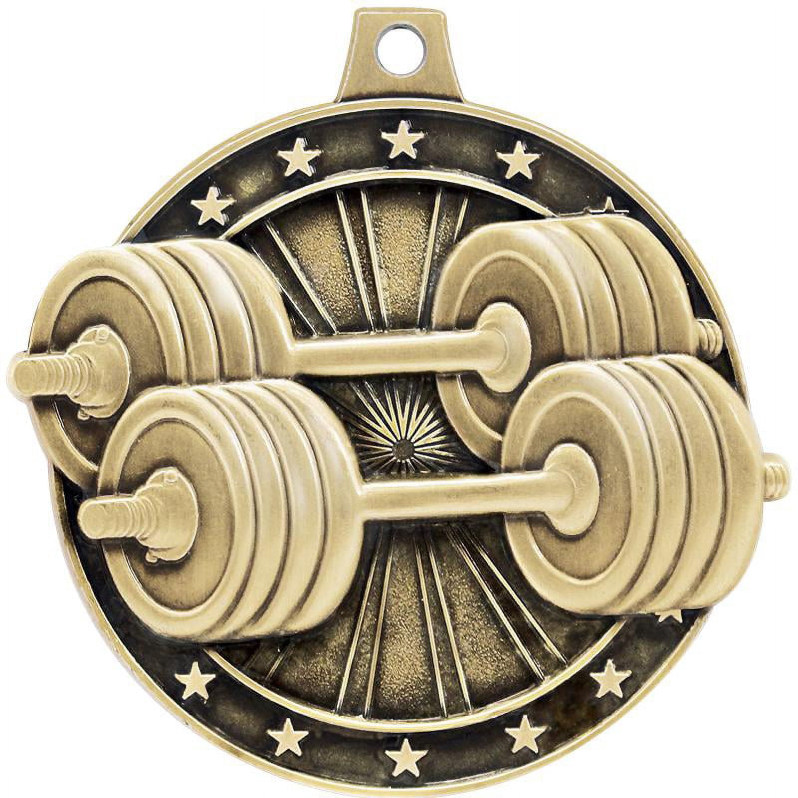 Weightlifting Medals, 2" Gold Diecast Weightlifting Medal Award 100 Pack