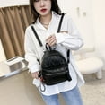 thumbnail image 3 of EIMELI Solid Color Women PU Leather Backpack Daily Bag Shoulder Bags (Black B), 3 of 7