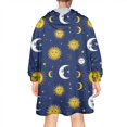 thumbnail image 2 of Wearable Oversized Blanket,Blue Sun Moon Star Pattern Wearable Blanket Hoodie for Adults,Cozy Hooded Blankets with Super Pockets,Super Warm Fuzzy Pullover for Women & Men, 2 of 6