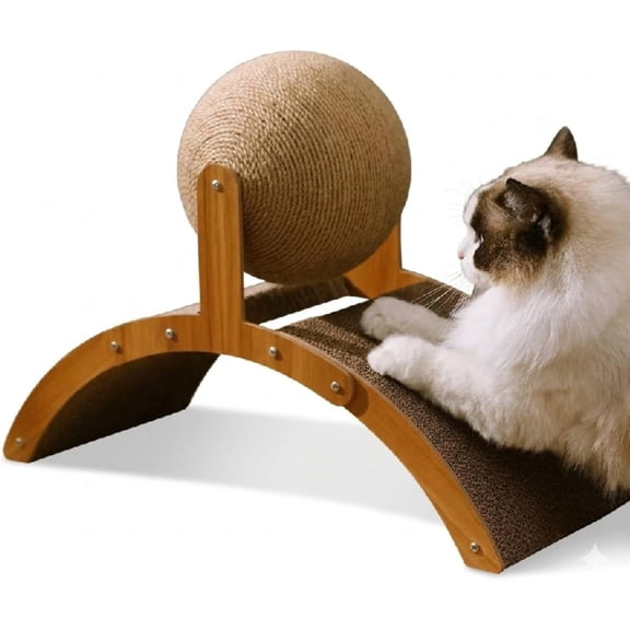 Wobble Ball Cat Scratcher, Cat Scratching Ball on Stand, Interactive Cats Arch Scratcher with 360° Rotating Sisal Bal-l, Protects Furniture & Rugs