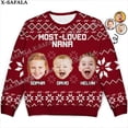 thumbnail image 2 of Suéteres de punto navideños feos con personajes/mascotas personalizados y fotos personalizadas, jerséis de regalo de Navidad, tops para parejas, fiestas, unisex, informales, 4, 2 of 5