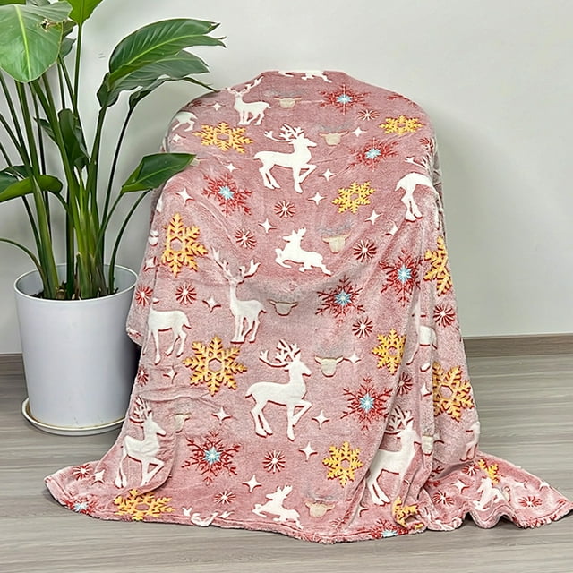 Chmadoxn Throw Blanket, Throw Blanket for Couch Christmas Luminous Blanket Comfortable Children's Gift Blanket Luminous Flannel Blanket Luminous Blanket