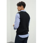 Mens V-Neck Knitted Sweater Vest Solid Plain Sleeveless Pullover