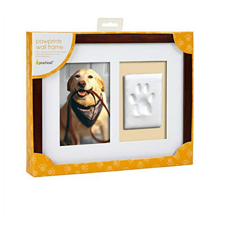 Pearhead Dog or Cat Pawprint Tabletop Photo Frame With Clay Paw Print  Imprint Kit, Keepsake for Pet Lovers, 4 x 6 Photo Insert, Espresso