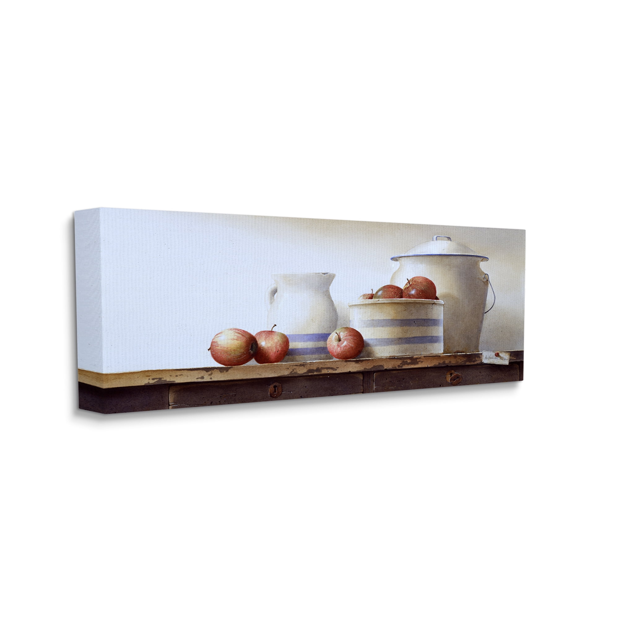 Stupell Industries Farmhouse Apples Still Life Food & Beverage Painting Gallery Wrapped Canvas Art Print Wall Art, 40 x 17