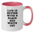 thumbnail image 2 of Funny Black and White Cat Gifts, Life Is Better With A Quote, Two Tone Coffee Mug, Perfect Birthday Unique Gifts from Friends, Gifts for Black and White Cat Lovers, 2 of 4