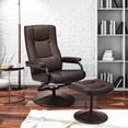 thumbnail image 2 of Giantex Swivel TV Chair w/Stool, Armchair w/Adjustable Backrest, Recliner w/Maximum Load Capacity, Massage Chair Made of Artificial Leather, Brown, 2 of 8