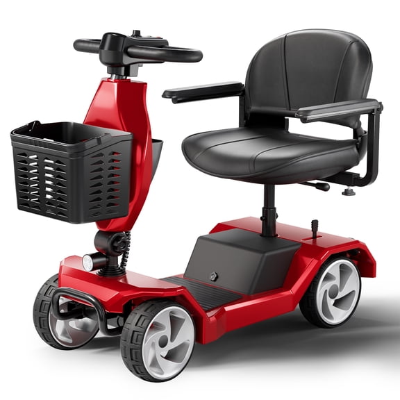 IQIRAF Foldable Mobility Scooters for Seniors, Lightwe Electric Wheelchair, 4 Wheel Black Powered Mobility Scooters for Adults, Mobility Scooter with Seat, Folding Travel Motorized Scooter