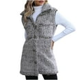 thumbnail image 2 of clear 50% off Usmixi Womens Winter Fleece Vest Sherpa Jacket for Women Casual Solid Button Down Lapel Sleeveless Vest Coats Soft Cozy Fuzzy Plush Outerwear with Pocket 2023 Fleece Vest, 2 of 7