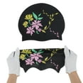 thumbnail image 5 of Unique Bargains 1 Pc Waterproof Morning Glory Pattern Swim Cap Black Pink Yellow, 5 of 6