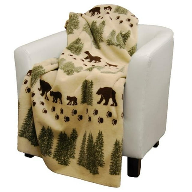 Denali Home Collection 16110372 Pearl Bear With Sage Microplush Throw