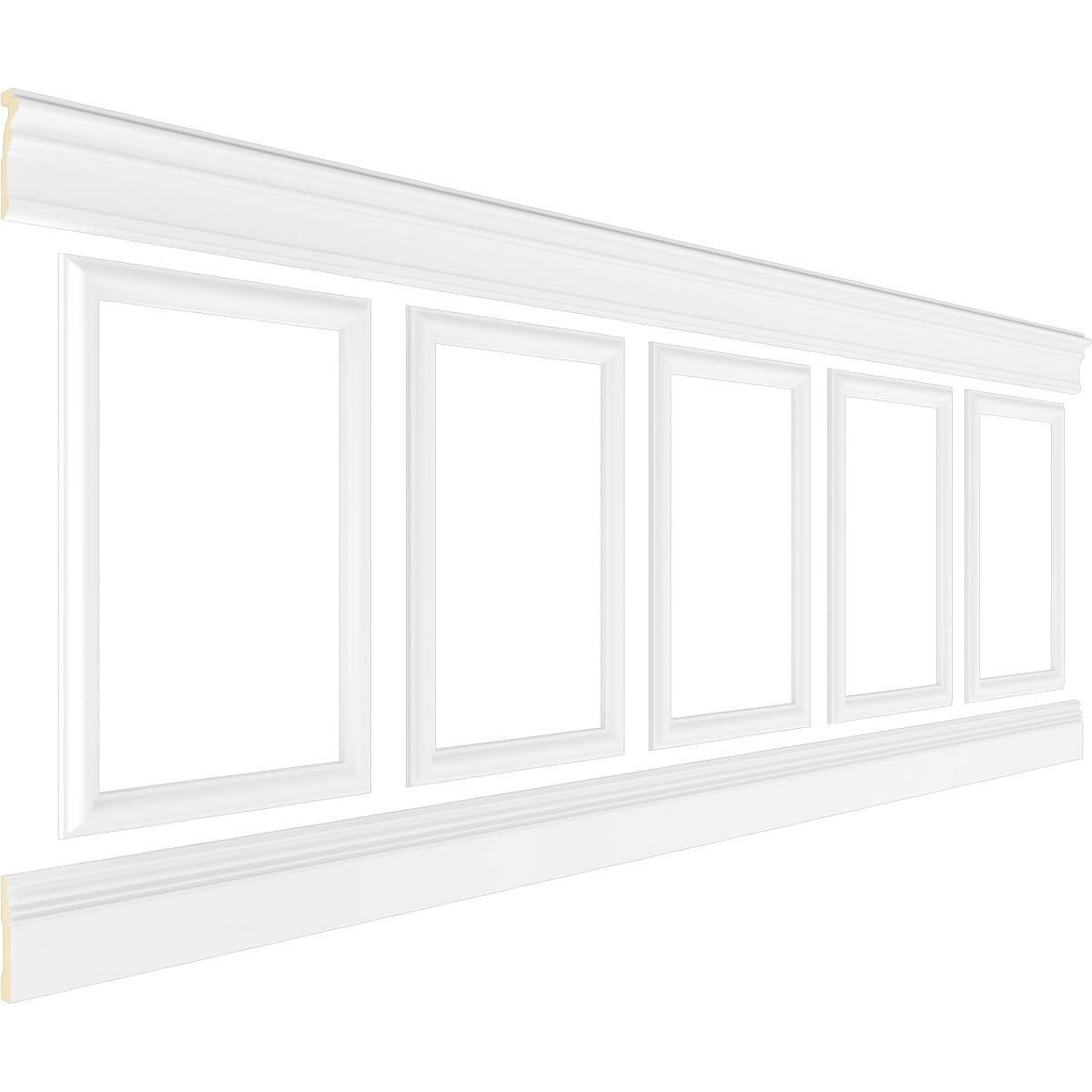 Ekena millwork 94 1/2"L (Adjustable 36"H to 40"H) Ashford Square Panel Traditional Wainscot Paneling Kit