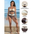 thumbnail image 3 of DOKOTOO Womens Bikini Sets Cut Out 2 Piece Swimsuits Colorblock Metal High Waisted Bathing Suits Khaki L US12-14, 3 of 11