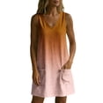 thumbnail image 6 of QUNYINEY Sleeveless Sun Dresses for Women Mini Summer A Line Gradient Tank Dress Vacation with Pockets V-Neck Loose Fit Dresses, 6 of 7