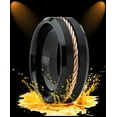 thumbnail image 2 of Metal Masters Mens Black Tungsten Carbide Wedding Band Ring Rose Goldtone Steel Cable Inlay 11.5, 2 of 7