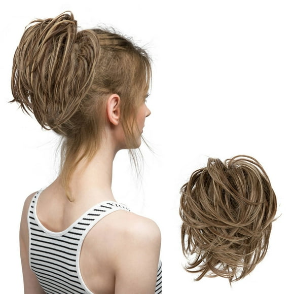 Mother'S Day Real Silk Wig, Messy Hair Bun Hair Pieces Curly Synthetic Updo Scrunchies Ponytail Extension for Women Black 1Pcs, Wig, Closure,Hair Bundles,Lace Frontal,Highlight Cap,Lace Front,Lace