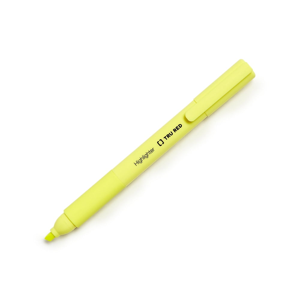TRU RED Pocket Highlighter with Grip Chisel Tip Yellow Dozen 24376658