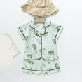 thumbnail image 2 of Uxgjfwu Toddler Pajamas Set Boys Girls Summer Outfits Casual Short Sleeve Shirt and Shorts Set Homewear, Sizes 1T-5T,Green, 2 of 3