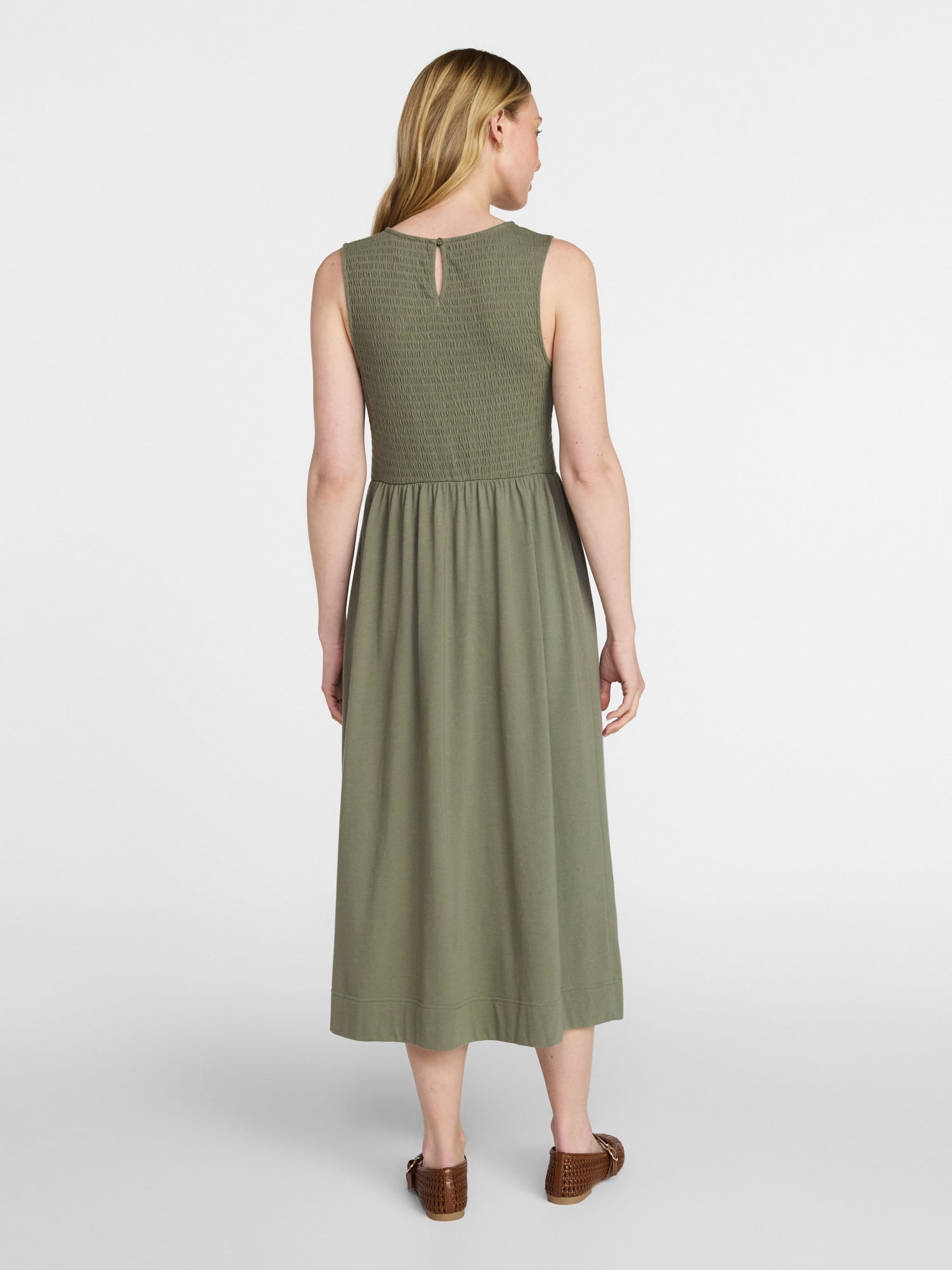 Time and Tru Women's Sleeveless Smocked Knit Dress, Sizes XS-XXXL