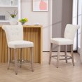 thumbnail image 2 of HOMCOM Counter Height Bar Stools Set of 2 with Button Tufted Back Footrest, 2 of 10