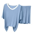 thumbnail image 2 of Bixock Pajamas for Women Loungewear Set for Women Solid Color V Neck Short Sleeve Top Short Pants Summer Lightweight 2 Piece Sleepwear, 2 of 6