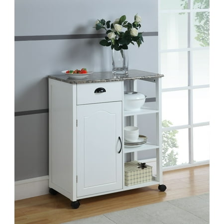 Brody Wheeled Kitchen Island Serving Cart With Storage Cabinet