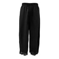 thumbnail image 4 of RFQWOVSR Women's High Waist Drawstring Wide Leg Linen Pants with Lace Trim Pockets Loose Fit Casual Summer Trousers L, 4 of 4
