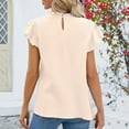 thumbnail image 4 of gakvbuo Summer Tops For Women 2025 Vacation Going Out Tops Fashion Casual Women's Solid Short Sleeve Round-neck Fold T-shrit Top Blouse, 4 of 6