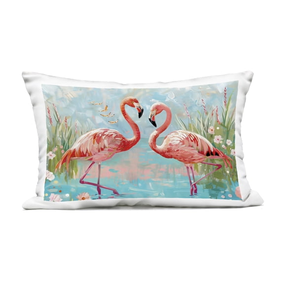 Stupell Industries Modern Flamingo Love Outdoor Printed Pillow design by LSR Design Studio, 14 x 7 x 20